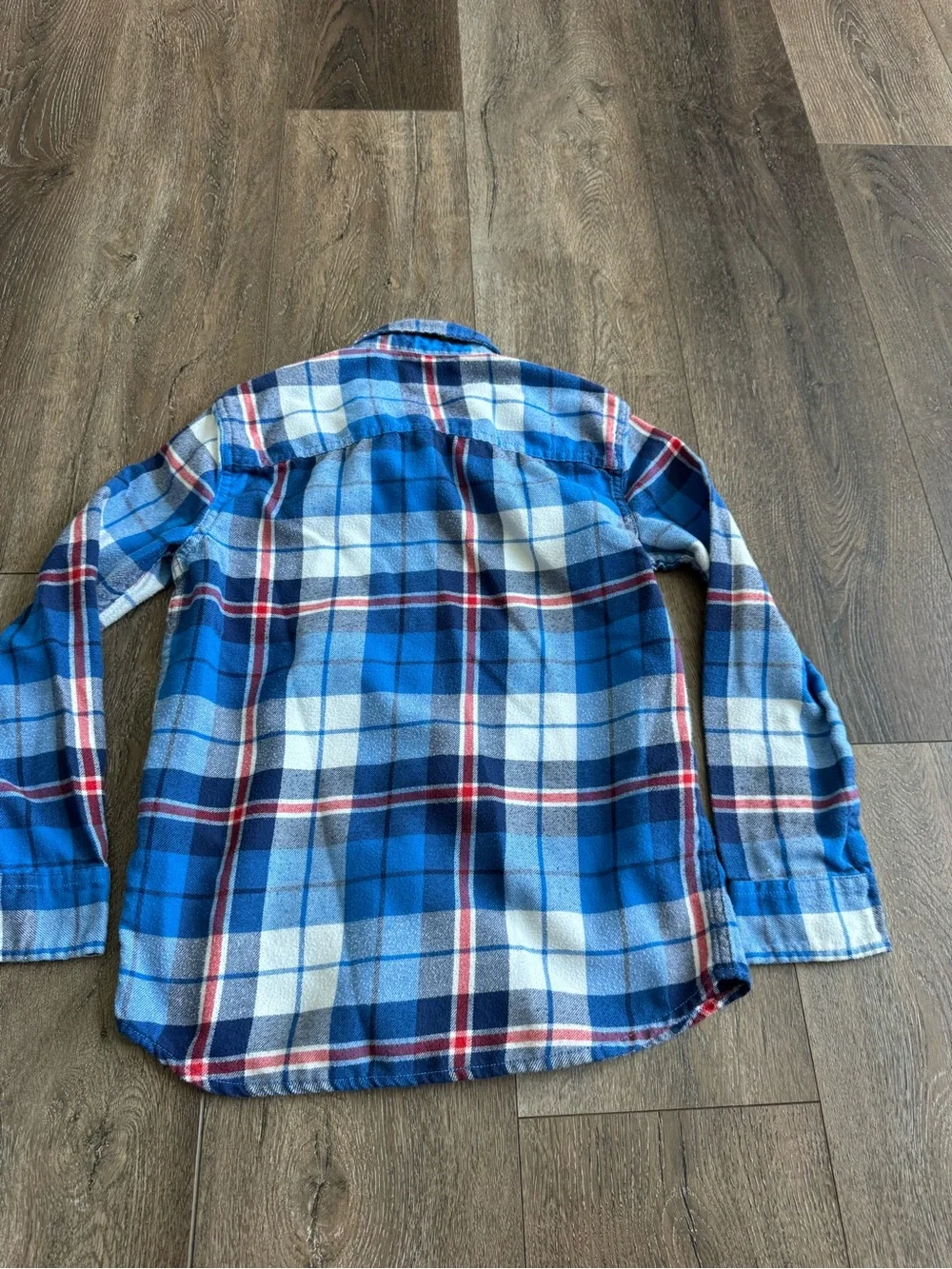 Abercrombie & Fitch Blue White Red Plaid Flannel Shirt Boys Size 7/8